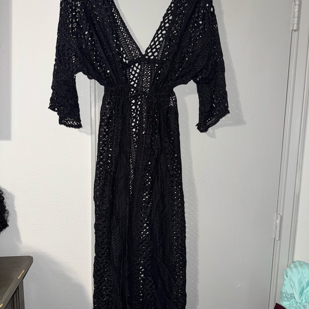 Black Crochet Cover-Up Dress